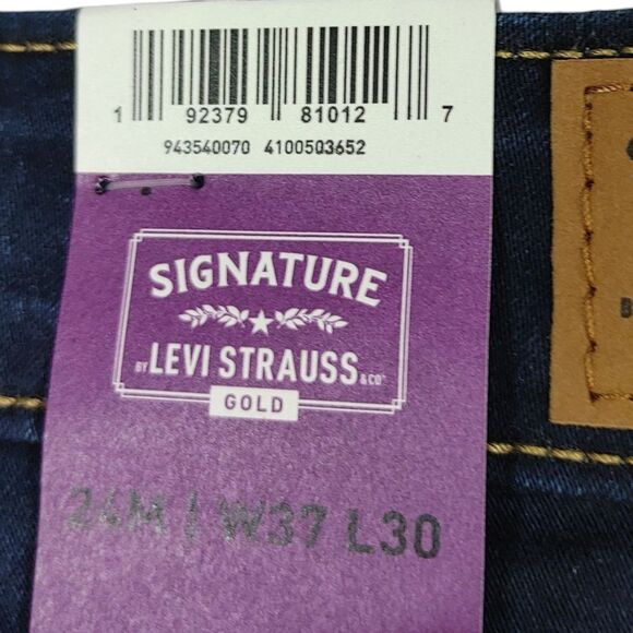 Levi's Signature Gold Mid-Rise Skinny Stretch Jeans Dark Blue 24M W37 x L30 NWT - Picture 11 of 15